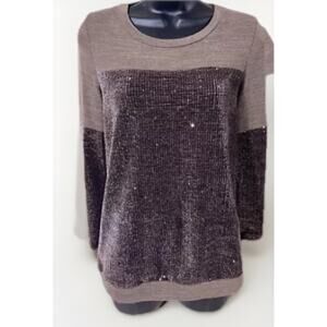 12PM by Mon Ami Womens Sweater Size Medium Long Sleeve Pullover Brown Casual Top